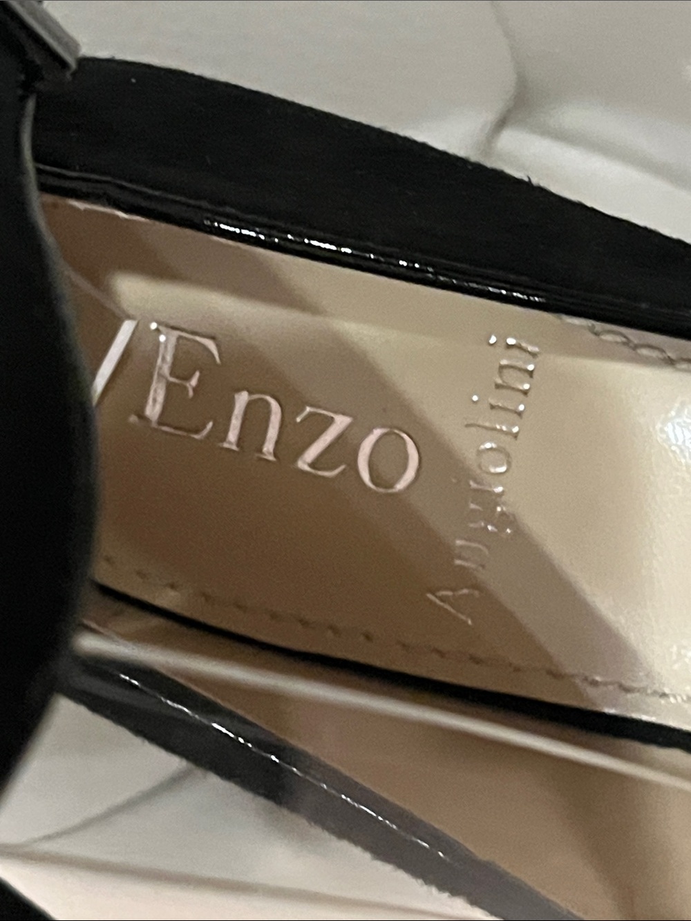 Enzo Angiolini Black Suede prep toe w Feathers jeweled Ankle Platforms Size 8 - Picture 7 of 16